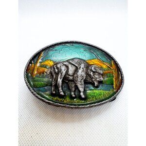 Vintage 1981 Great American Buckle Co. Buffalo Belt Buckle Made In USA Western